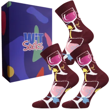 Pánské ponožky Dárkový set - Víno červené - velikost 43-46 (Velikost 43-46)