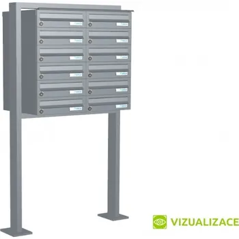 Poštovní schránka Poštovní schránka B-019 - volně stojící ve stojanu z JPU profilu - lakovaná - RAL 7040 MAT. - ŠEDÁ