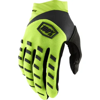 Moto rukavice Motokrosové a MTB rukavice 100% AIRMATIC fluo žlutá - pár (Nastavitelné zapínání zápěstí, dvouvrstvá dlaň )