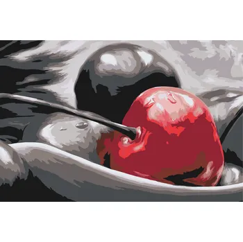 Malování podle čísel - Třešnička na talíři Velikost: 40x60cm, Rámování: Pouze srolované plátno