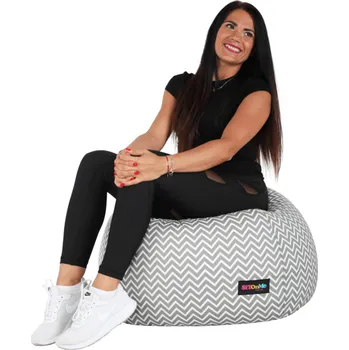 Sedací pytel Tempo Kondela Sedací vak, šedo-bílá/cik cak vzor, GOMBY