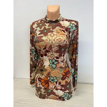 Dámská tunika Halenka ke krku SÁRA, Barva Hnědá, Velikost XXL 48, Materiál 98% Polyester 2% Lycra