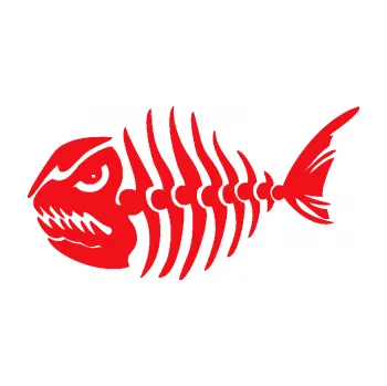 Polep vozidla SAMOLEPKA Ryba kostra 004 levá (10 - červená) NA AUTO, NÁLEPKA, FÓLIE, POLEP, TUNING, VLASTNÍ TEXT, TISK, AUTOSAMOLEPKY.cz, POLEPY, OBRÁZEK, LOGO, SAMOLEPKY