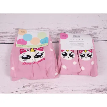 Dámské punčochy CNB BERLIN Teplé termo punčocháčky DE 60316 růžové s kočkou velikost oblečení - děti: 74/80