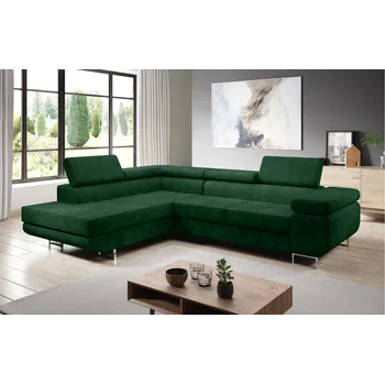 Sedací souprava Rozkládací rohová sedačka ALBERTO DELUXE zelená