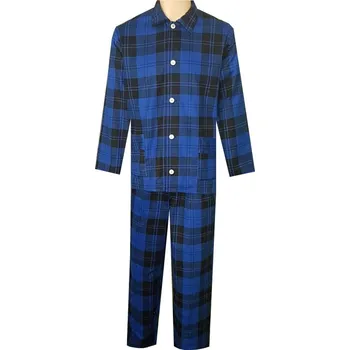 Pánské pyžamo Pánské Pyžamo Flanelové FOLTÝN PF24 modrá kostka Velikost: 2XL, Materiál: Flanel