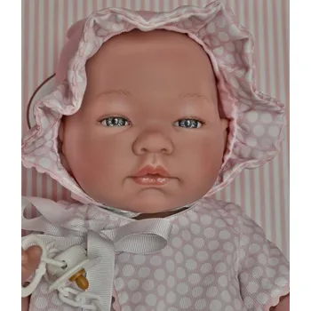 Panenka Realistické miminko - MARÍA v puntíkatých šatech od firmy ASIVIL (Velikost 43 cm)