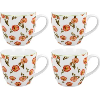 DUO Gifts DG - Porcelánová sada hrníčků divoký VLČÍ MÁK - 4*460 ml