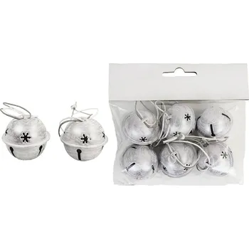 Dekorace - plechová rolnička bílostříbrná Kusy: 1 kus