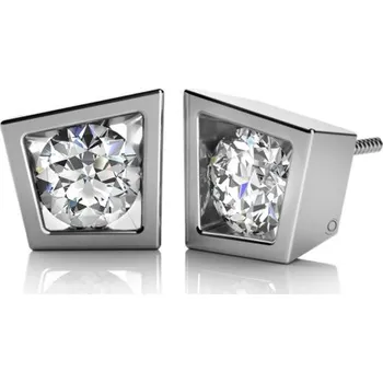 Náušnice Couple, Asymetrické náušnice Lis, bílé zlato se zirkony, 6880631-0-0-1