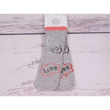 Ponožky YO ABS protiskluzové šedé se srdíčky velikosti ponožek: 15-17 (EUR vel. 23-26)