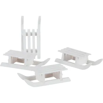 Vánoční dekorace Armir Dřevěné sáňky, set 4 ks, bílá 9864-00-00