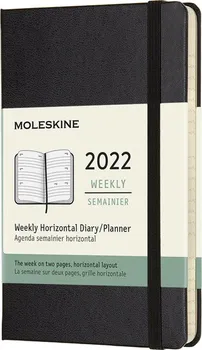 Diář Moleskine tvrdé desky S horizontální týdenní 2022