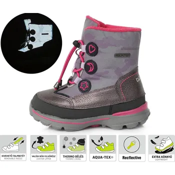 Dětská treková obuv D.D.Step D.D. step dívčí zimní obuv F651-178BL Barva: levandulová, Velikost: 27