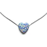 Náhrdelník - srdce, světle modrý syntetický opál, řetízek anker 0,35, bílé zlato (Zlatý náhrdelník s opálem)