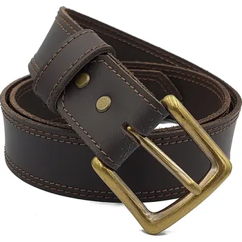 Opasek opaskujse Kožený opasek premium, hnědá kůže, hnědé prošití, spona mosaz Délka opasku: 90 cm