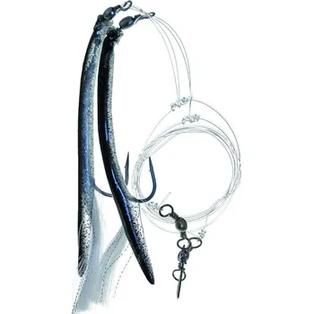 Umělá nástraha ICE fish - Trubička návazce mix černo/stříbrná vel : 8/0 2ks