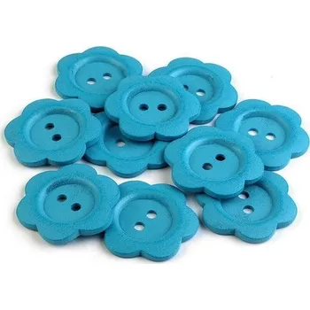 Knoflík Knoflík dřevěný dekorační modrý 50mm (Knoflík dřevěný dekorační modrý 50mm)