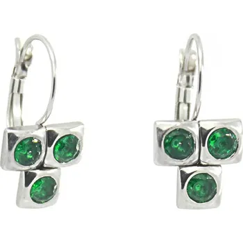 Náušnice Foxette Náušnice z chirurgické oceli zelený zirkon JF_0250