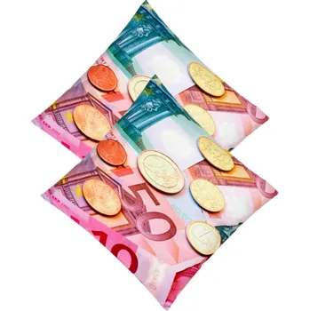 Polštář Numberoplus Dekorační polštář bankovka 45x45cm - Eura a centy