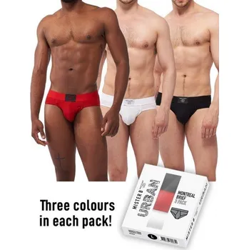 Pánské erotické prádlo Slipy Mister B Urban Montreal Brief 3 ks L, výhodné balení 3 pánských push-up slipů