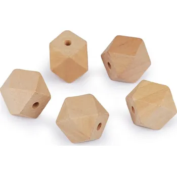 Dětské navlékací korálky Dřevěný korálek hranatý 20x20mm - natural