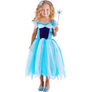 Karnevalový kostým Rappa Dětský kostým princezna s čelenkou a vločkou modrý, S