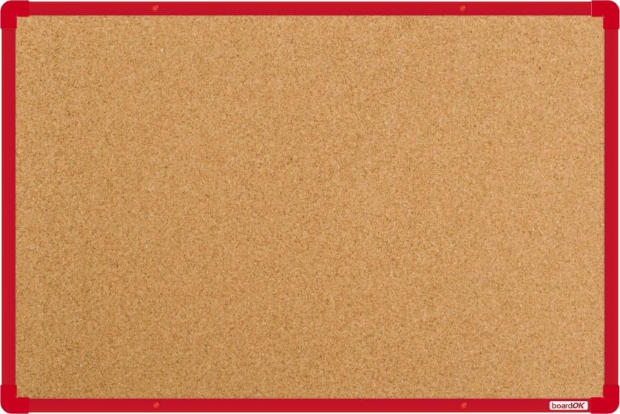 Korková nástěnka boardOK s červeným rámem 600x900