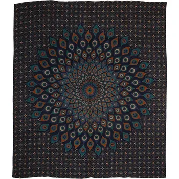 Přehoz na lůžko BOB Batik indický přehoz na postel Paví oko tmavě modrý 230 x 200 cm bavlna