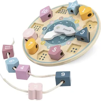 VIGA Dřevěné hodiny 3v1 13 dílků