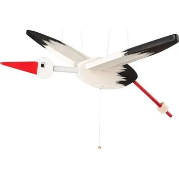 Dřevěná hračka Woody Létací čáp velký 90 cm bílý