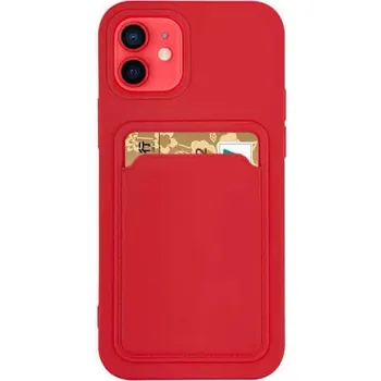 Pouzdro na mobilní telefon Extrapevný silikonový ochranný kryt s kapsou na kartu pro Apple iPhone 13 Pro - červený