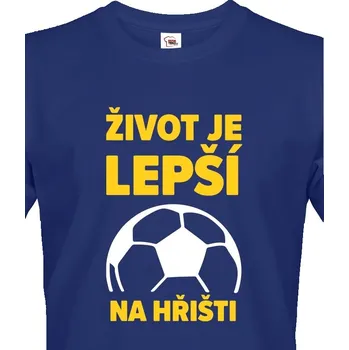 Pánské tričko Pánské tričko - Fotbal Život je lepší na hřišti, Barva Modrá, Velikost XS, Canvas Pánské tričko s krátkým rukávem Bezvatriko.cz 1568