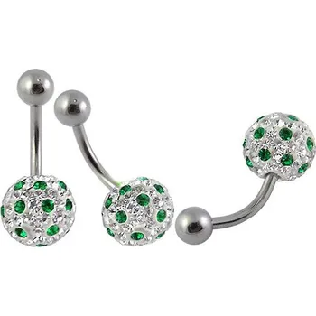 Piercing Steel Jewelry Piercing zelenobílá kulička z chirurgické oceli PR121138 dárkové balení zdarma