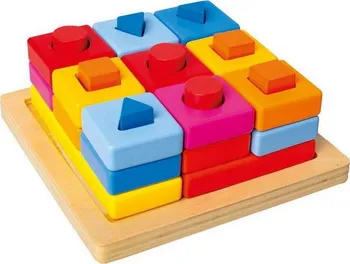 Dřevěná hračka Mertens 72438 Vkládací tvary na barevné desce