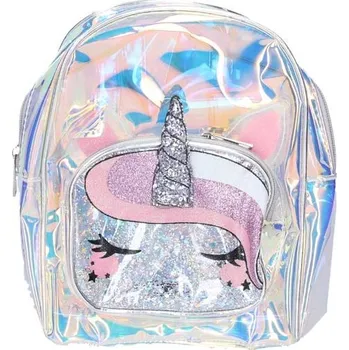 Dětský batoh Wiky Perleťový průhledný batoh 26 x 19 cm Jednorožec