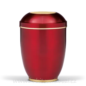 Smuteční dekorace Ocelová urna červenovínové barvy