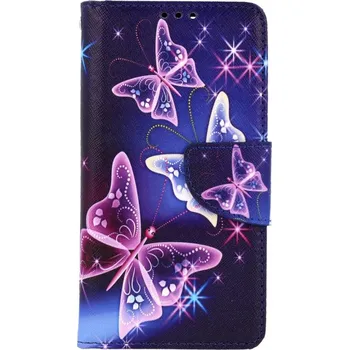 Pouzdro na mobilní telefon Pouzdro iPhone 13 Pro knížkové Modré s motýlky (kryt neboli obal na iPhone 13 Pro)