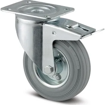 Pojezdové kolečko Alpha TENTE Kolečko pro lehká transportní zařízení 100mm, s brzdou, plotýnka, 3377DIR100P62