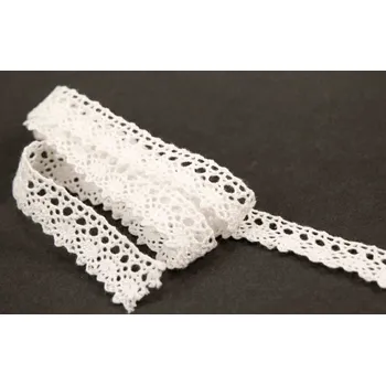 Krajka Bavlněná paličkovaná krajka - bílá - šířka 1,8 cm