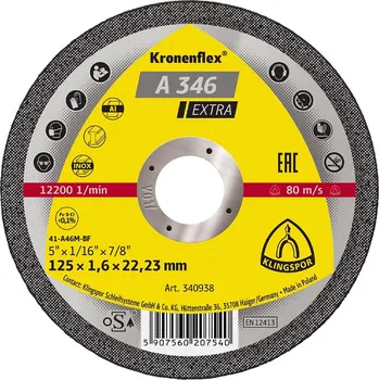 Řezný kotouč KLINGSPOR Kotouč řezný na ocel A 346 EXTRA | 125x1,6x22,2 mm