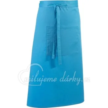 Kuchyňská zástěra dlouhá tyrkysová barmanská zástěra s 1 kapsou