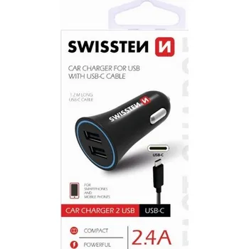 Nabíječka do auta USB-C (Type C) 2.4A Dual černá