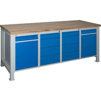 Průmyslová sponka Stavitelný dílenský stůl 2000 mm 2xM4+2xM2, buková spárovka + doprava zdarma