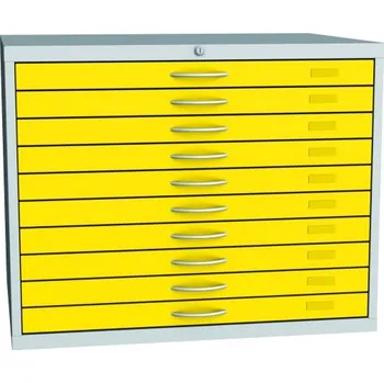 výkresová skříň A1, 10 zásuvek, žlutá + doprava zdarma
