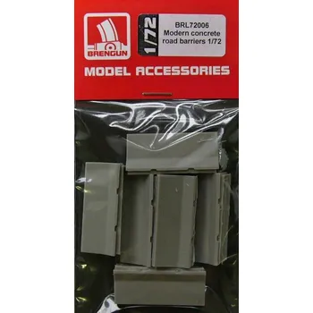 Plastikový model Brengun 1/72 Modern concrete road barriers (6 pcs.)