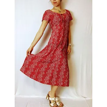 Dámské šaty Šaty PUKLO, Barva Červená, Velikost M40 , Rukáv Maličký rukávek