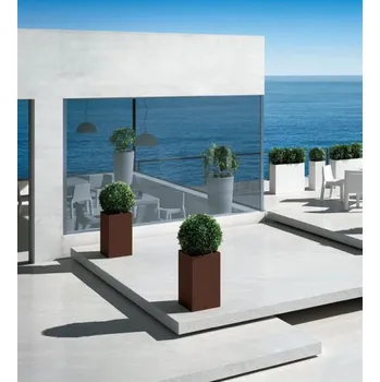 Květináč EURO 3 PLAST S.p.A. Venkovní květináč KUBE HIGH - 2602, Rozměry (30 x 30 x 71 h.) lt. 9 s kolečky, Barva (official) Bílá