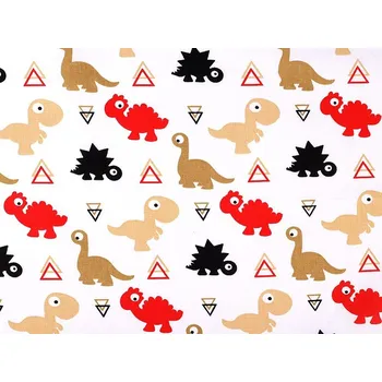 METRÁŽ Bavlněná látka s dětskými motivy - 11 bílá dinosaurus