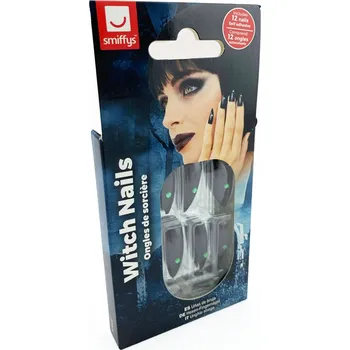 Smiffys Nalepovací nehty černé Karnevalový doplněk Smiffys Nalepovací nehty černé